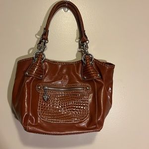 Kathy Van Zeeland Faux Alligator Brown Purse Handbag.